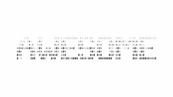 impressionante ascii animação ciclo em branco fundo. ascii código arte símbolos máquina de escrever dentro e Fora efeito com em loop movimento. video