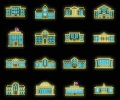 University campus icons set vector neon