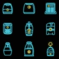 Home air purifier icons set vector neon