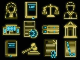 City legislation icons set vector neon