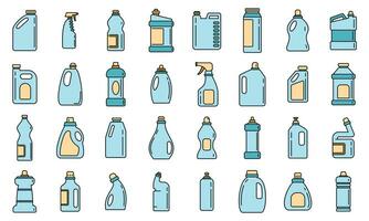 Bleach bottle icons set vector color