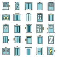 Office elevator icons set vector color