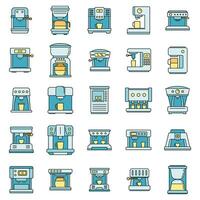 Automatic coffee machine icons set vector color