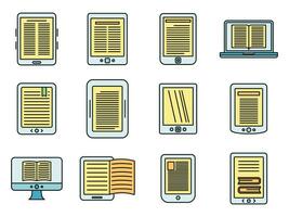 Ebook reader icons set vector color