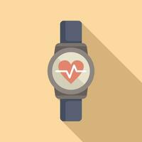 Heart rate tracker icon flat vector. Watch app vector