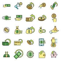 Cash back refund icons set vector color