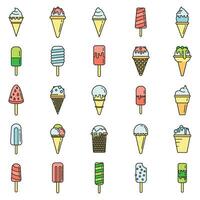 Ice cream cone icons set vector color