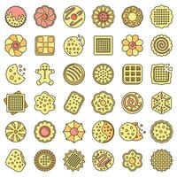 Biscuit icons set vector color