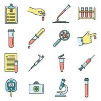 Medical blood test icons set vector color