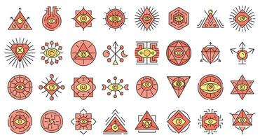 Alchemy icons set vector color