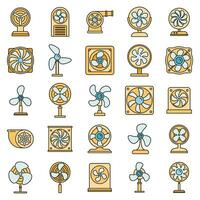 Ventilator fan icons set vector color