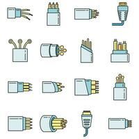 Modern optical fiber icons set vector color