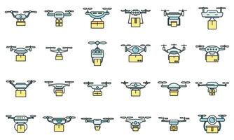 Air drone delivery service icons set vector color