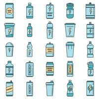 Boost energetic drink icons set vector color