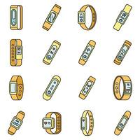 Sport fitness bracelet icons set vector color