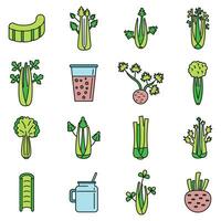 Celery salad icons set vector color