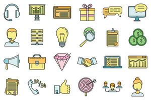 CRM platform icons set vector color