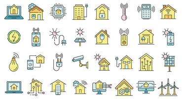 Autonomous house icon set vector color