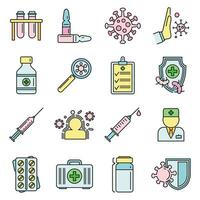 Medical immunization icons set vector color