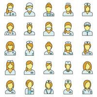 Hospital nurse icons set vector color