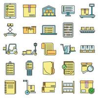 Work inventory icons set vector color