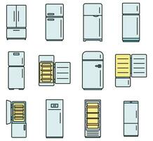 Modern fridge icons set vector color