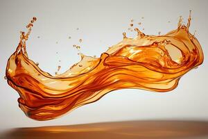 AI generated Splash of liquid bronze, amber on a white background. Generated by artificial intelligence photo