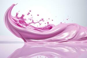 AI generated Splash of lilac icing, milk on a white background with reflection. Generated by artificial intelligence photo