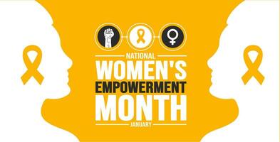 January is National Women's Empowerment Month background template. Holiday concept. background, banner, placard, card, and poster design template with text inscription and standard color. vector