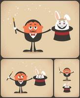 Magician Cartoon Set vector