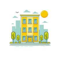 Apartment building yellow color. Symbol, logo illustration vector
