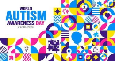 World autism awareness day Abstract Geometric minimalist simple shape and figure artwork  puzzle pieces pattern background template celebrated in 2 April. use to banner, greeting card, poster. vector