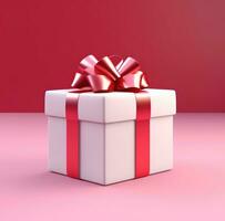 AI generated a present box with a ribbon on a red background photo