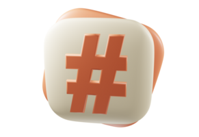 3d hashtag tecken png