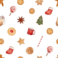 Watercolor christmas cookies seamless pattern png