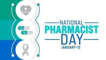 National Pharmacist day background design template use to background, banner, placard, card, book cover,  and poster design template with text inscription and standard color. vector
