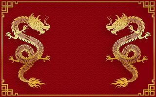 Traditional gold Chinese Dragon design vector