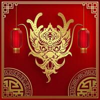 Traditional gold Chinese Dragon design vector