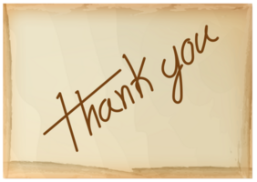 Thank you message on old brown paper png