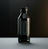 AI generated black juice bottle mockup photo
