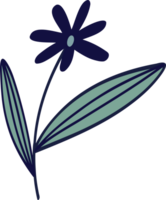 Elegant blue flower in Asian style. Cartoon illustration of flower png