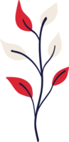 Red floral twig in Asian style. Cartoon illustration of flower png