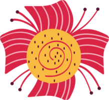 Red flower in Asian style. Cartoon illustration of flower png