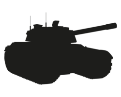 Main battle tank black silhouette. Armored fighting vehicle. Special military transport. PNG Illustration.