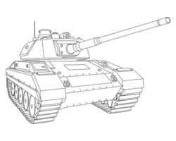 Main battle tank Coloring Page. Armored fighting vehicle. Special military transport. Detailed PNG illustration.