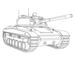 Main battle tank Coloring Page. Armored fighting vehicle. Special military transport. Detailed PNG illustration.