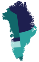 Greenland map. Map of Greenland divided into five regions. png