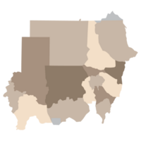 Sudan Karte. Karte von Sudan im administrative Zustände Regionen png