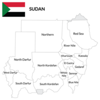 Sudan map. Map of Sudan with Sudan national flag. png