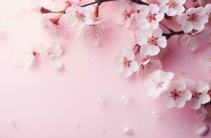 AI generated cherry blossoms on pink background photo